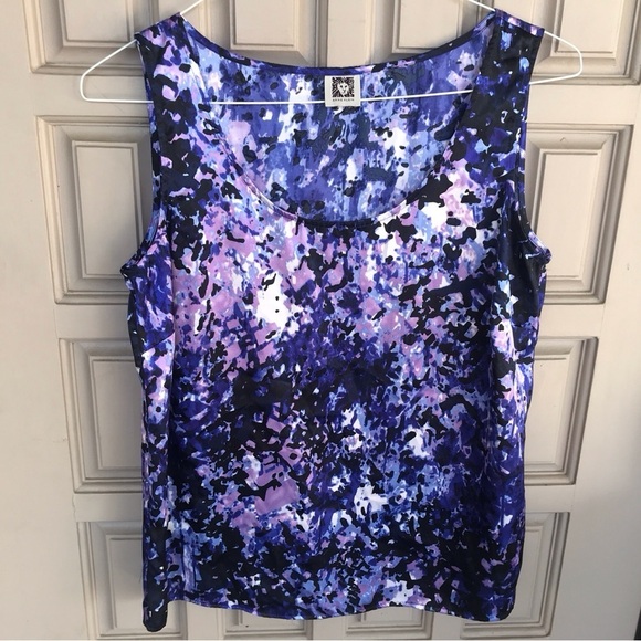 Anne Klein Tank Top SzL Purple/Lavender Sleeveless Summer Pretty - Picture 1 of 6